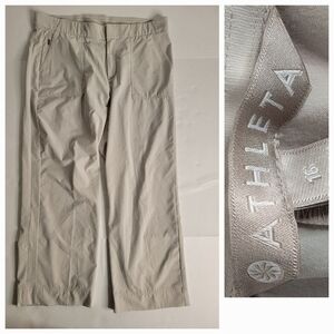 Athleta Pants Sz 16 Straight Crop Adjustable Length Pockets Abalone Gray